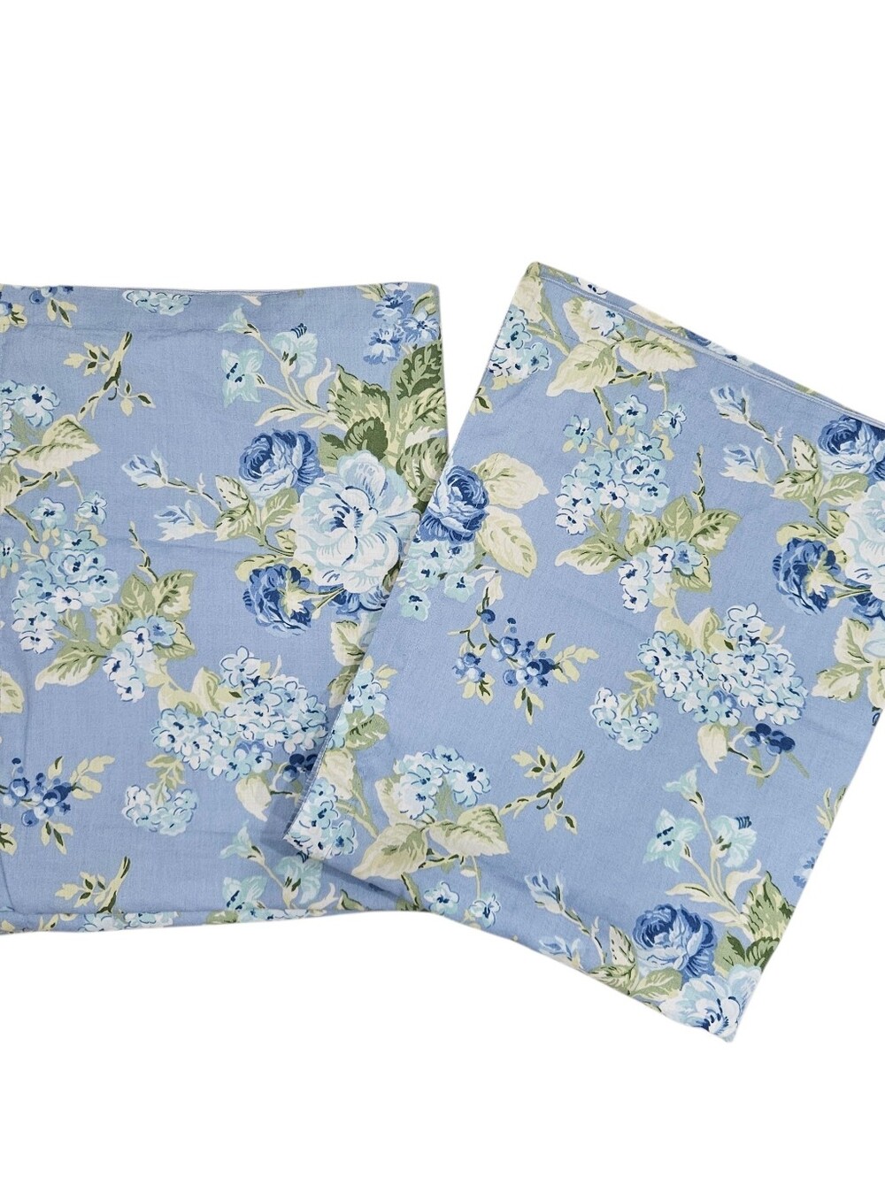 Laura Ashley Rosemoore STD Pillow Shams Blue Roses Yellow Striped Back Cotton PR